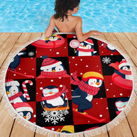Penguin Winter Sports Christmas Beach Blanket Cute Holiday Ski Snow Fun - Wonder Print Shop