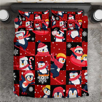 Penguin Winter Sports Christmas Bedding Set Cute Holiday Ski Snow Fun - Wonder Print Shop