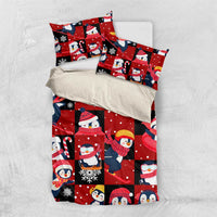 Penguin Winter Sports Christmas Bedding Set Cute Holiday Ski Snow Fun - Wonder Print Shop