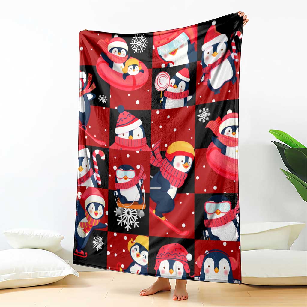 Penguin Winter Sports Christmas Blanket Cute Holiday Ski Snow Fun - Wonder Print Shop