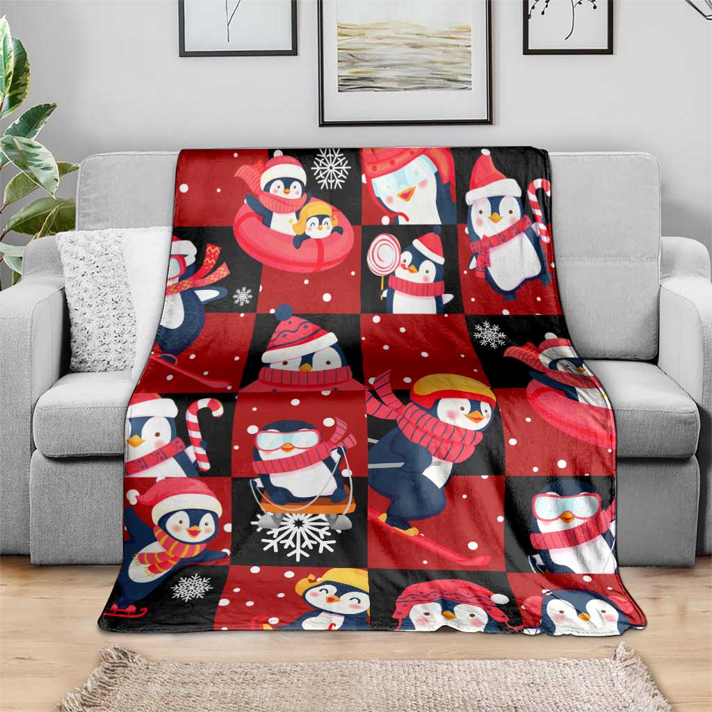 Penguin Winter Sports Christmas Blanket Cute Holiday Ski Snow Fun - Wonder Print Shop
