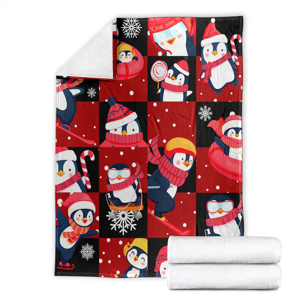 Penguin Winter Sports Christmas Blanket Cute Holiday Ski Snow Fun - Wonder Print Shop