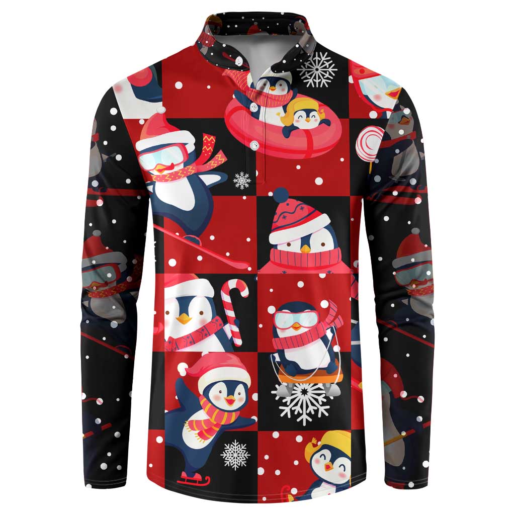 Penguin Winter Sports Christmas Button Sweatshirt Cute Holiday Ski Snow Fun - Wonder Print Shop