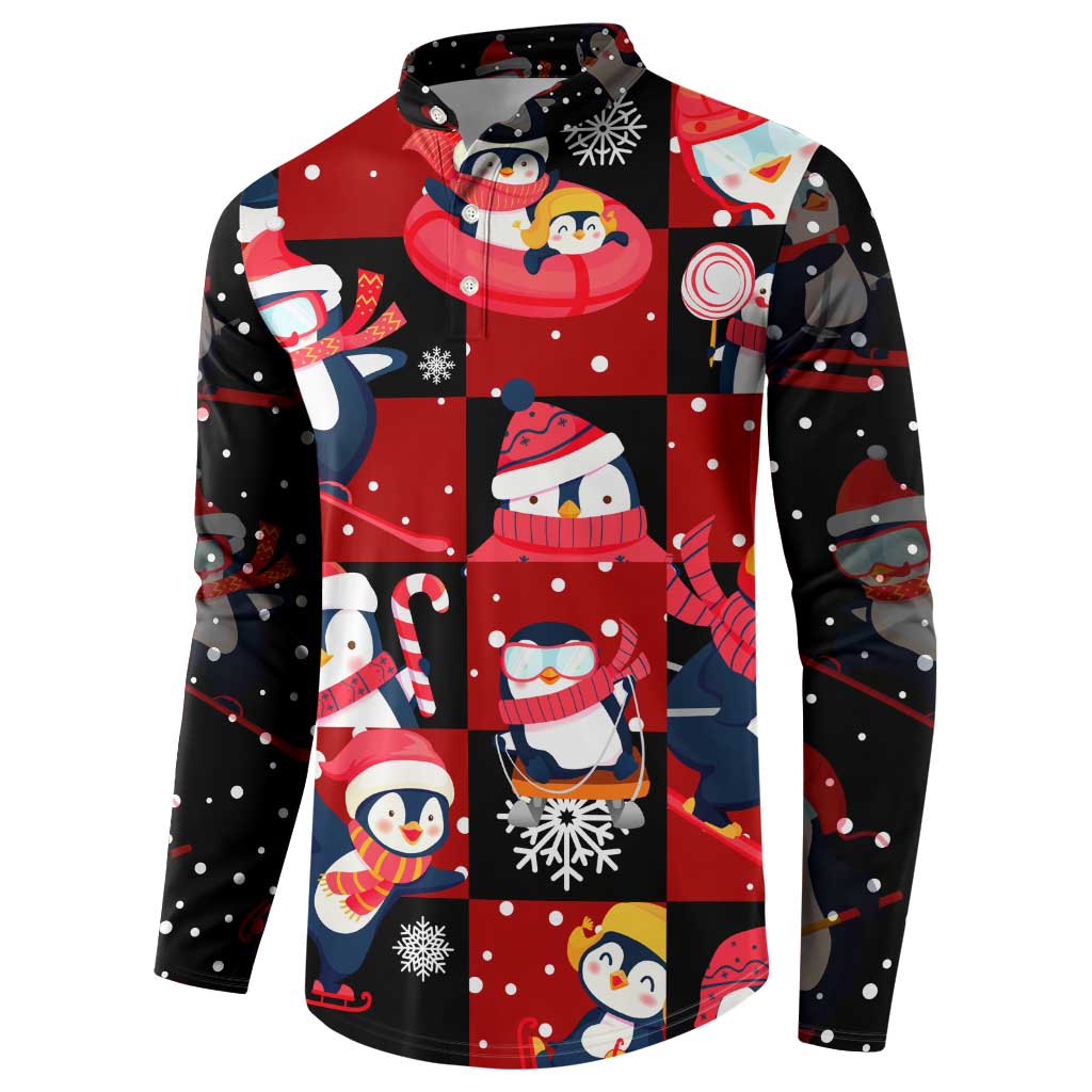 Penguin Winter Sports Christmas Button Sweatshirt Cute Holiday Ski Snow Fun - Wonder Print Shop