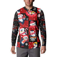 Penguin Winter Sports Christmas Button Sweatshirt Cute Holiday Ski Snow Fun - Wonder Print Shop