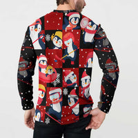 Penguin Winter Sports Christmas Button Sweatshirt Cute Holiday Ski Snow Fun - Wonder Print Shop