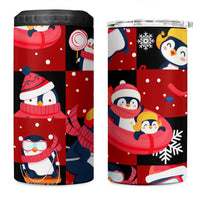 Penguin Winter Sports Christmas 4 in 1 Can Cooler Tumbler Cute Holiday Ski Snow Fun - Wonder Print Shop
