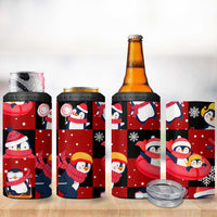 Penguin Winter Sports Christmas 4 in 1 Can Cooler Tumbler Cute Holiday Ski Snow Fun - Wonder Print Shop