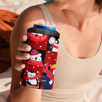 Penguin Winter Sports Christmas 4 in 1 Can Cooler Tumbler Cute Holiday Ski Snow Fun - Wonder Print Shop