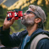 Penguin Winter Sports Christmas 4 in 1 Can Cooler Tumbler Cute Holiday Ski Snow Fun - Wonder Print Shop