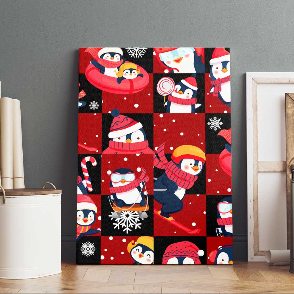 Penguin Winter Sports Christmas Canvas Wall Art Cute Holiday Ski Snow Fun - Wonder Print Shop