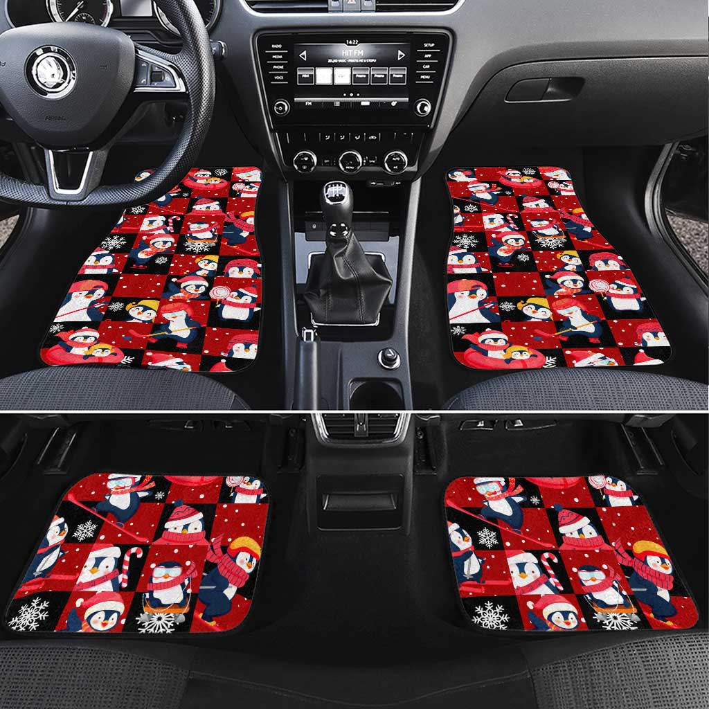 Penguin Winter Sports Christmas Car Mats Cute Holiday Ski Snow Fun - Wonder Print Shop