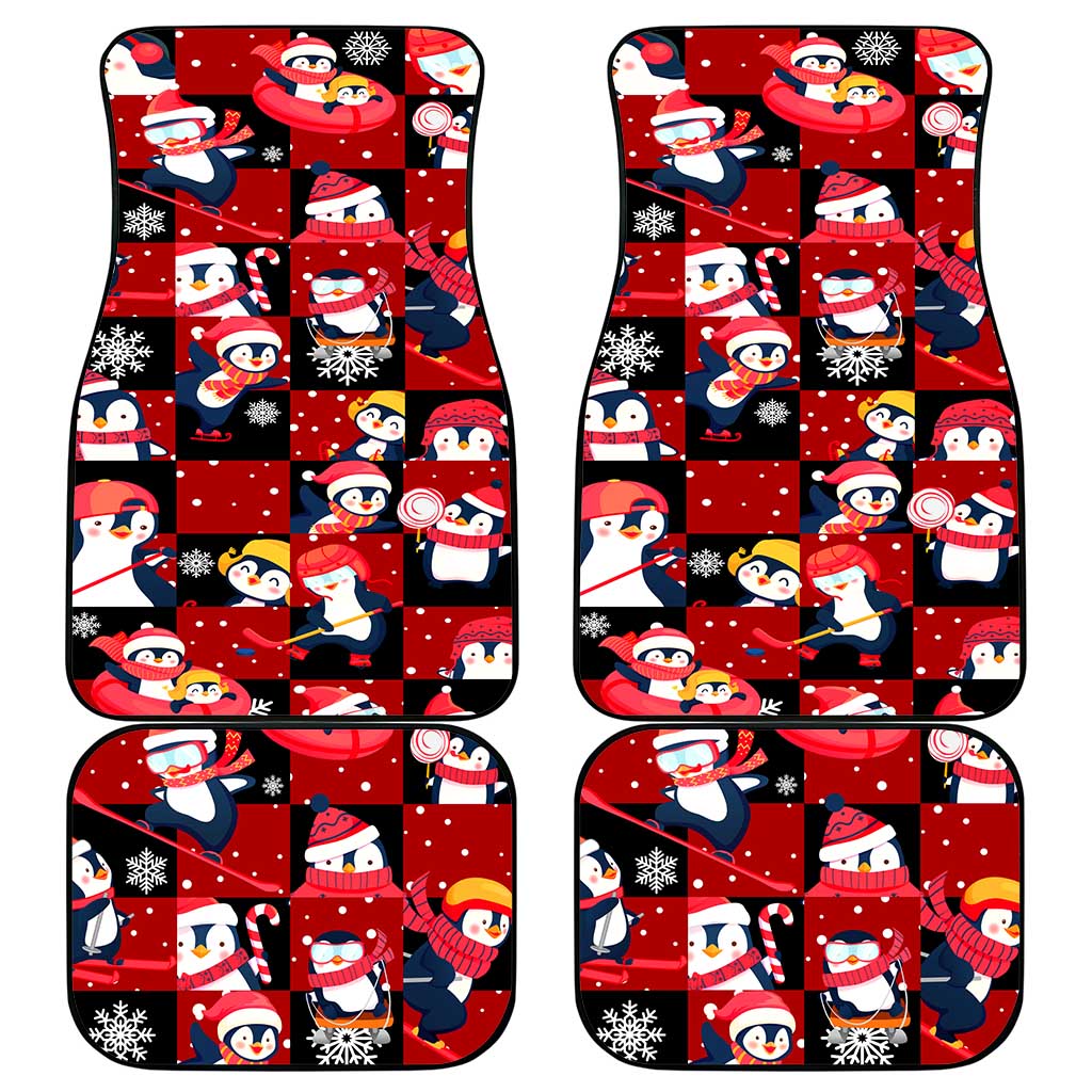 Penguin Winter Sports Christmas Car Mats Cute Holiday Ski Snow Fun - Wonder Print Shop