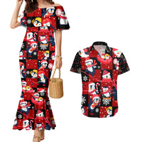 Penguin Winter Sports Christmas Couples Matching Mermaid Dress and Hawaiian Shirt Cute Holiday Ski Snow Fun - Wonder Print Shop
