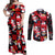 Penguin Winter Sports Christmas Couples Matching Off Shoulder Maxi Dress and Long Sleeve Button Shirt Cute Holiday Ski Snow Fun - Wonder Print Shop