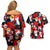 Penguin Winter Sports Christmas Couples Matching Off Shoulder Short Dress and Hawaiian Shirt Cute Holiday Ski Snow Fun - Wonder Print Shop