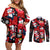 Penguin Winter Sports Christmas Couples Matching Off Shoulder Short Dress and Long Sleeve Button Shirt Cute Holiday Ski Snow Fun - Wonder Print Shop