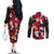 Penguin Winter Sports Christmas Couples Matching Off The Shoulder Long Sleeve Dress and Long Sleeve Button Shirt Cute Holiday Ski Snow Fun - Wonder Print Shop