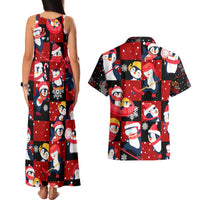 Penguin Winter Sports Christmas Couples Matching Tank Maxi Dress and Hawaiian Shirt Cute Holiday Ski Snow Fun - Wonder Print Shop