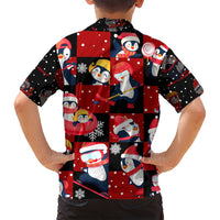 Penguin Winter Sports Christmas Family Matching Off Shoulder Maxi Dress and Hawaiian Shirt Cute Holiday Ski Snow Fun - Wonder Print Shop