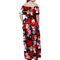 Penguin Winter Sports Christmas Family Matching Off Shoulder Maxi Dress and Hawaiian Shirt Cute Holiday Ski Snow Fun - Wonder Print Shop