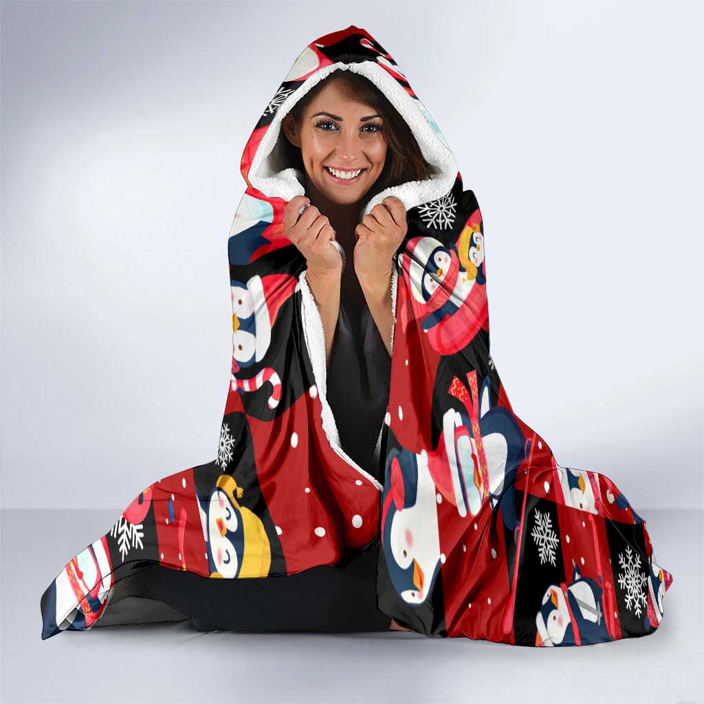 Penguin Winter Sports Christmas Hooded Blanket Cute Holiday Ski Snow Fun - Wonder Print Shop