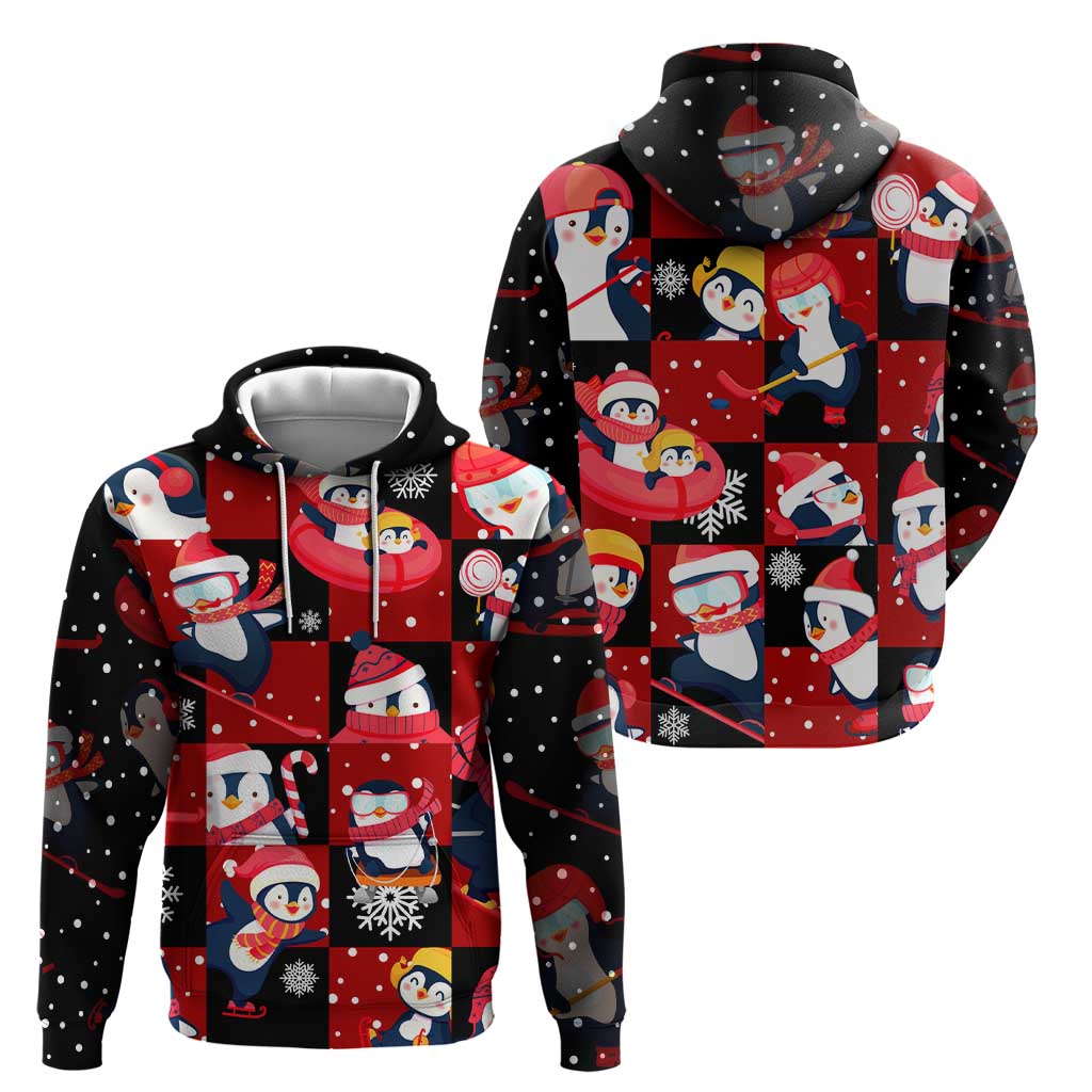 Penguin Winter Sports Christmas Hoodie Cute Holiday Ski Snow Fun - Wonder Print Shop