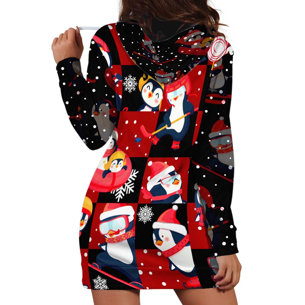 Penguin Winter Sports Christmas Hoodie Dress Cute Holiday Ski Snow Fun - Wonder Print Shop