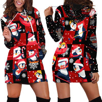 Penguin Winter Sports Christmas Hoodie Dress Cute Holiday Ski Snow Fun - Wonder Print Shop