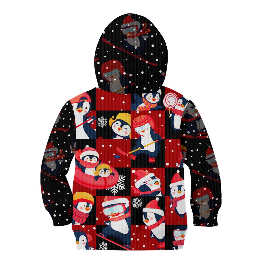 Penguin Winter Sports Christmas Kid Hoodie Cute Holiday Ski Snow Fun - Wonder Print Shop