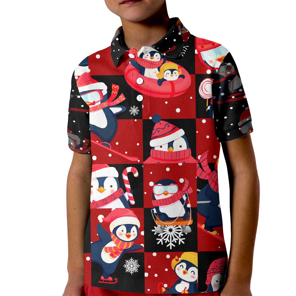 Penguin Winter Sports Christmas Kid Polo Shirt Cute Holiday Ski Snow Fun - Wonder Print Shop