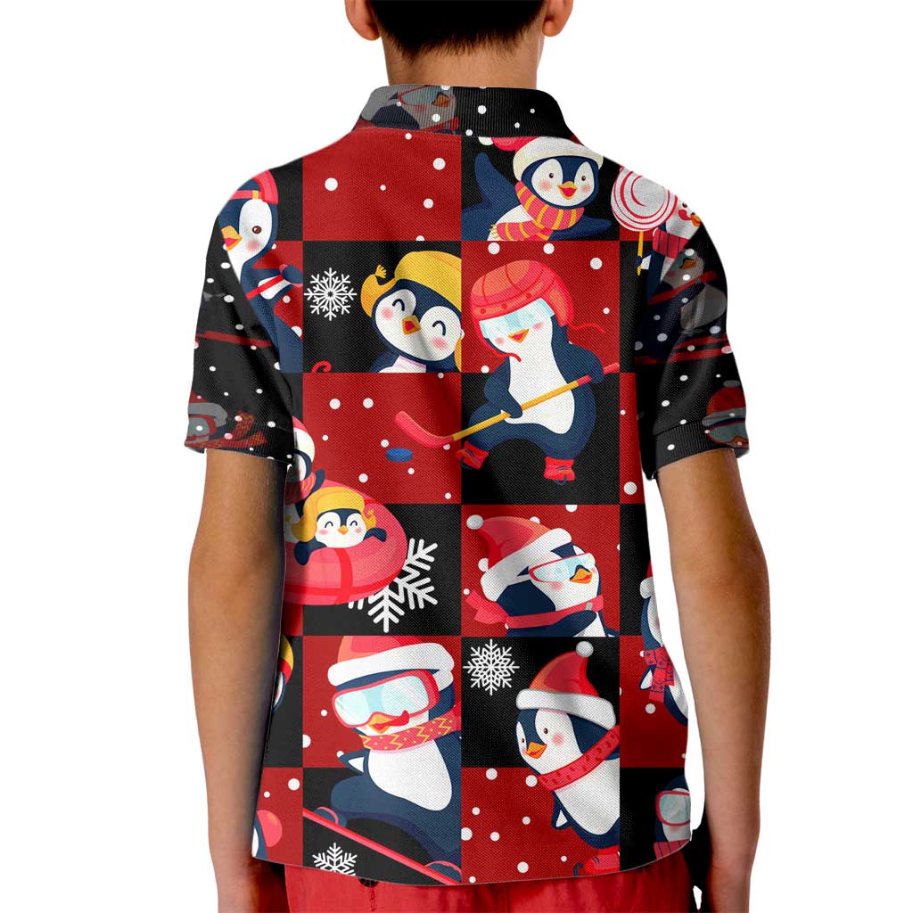 Penguin Winter Sports Christmas Kid Polo Shirt Cute Holiday Ski Snow Fun - Wonder Print Shop