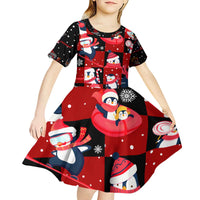 Penguin Winter Sports Christmas Kid Short Sleeve Dress Cute Holiday Ski Snow Fun - Wonder Print Shop