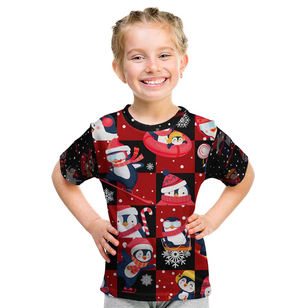 Penguin Winter Sports Christmas Kid T Shirt Cute Holiday Ski Snow Fun - Wonder Print Shop