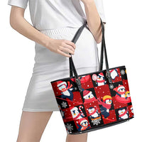 Penguin Winter Sports Christmas Leather Tote Bag Cute Holiday Ski Snow Fun - Wonder Print Shop