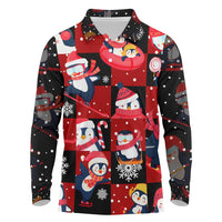 Penguin Winter Sports Christmas Long Sleeve Polo Shirt Cute Holiday Ski Snow Fun - Wonder Print Shop