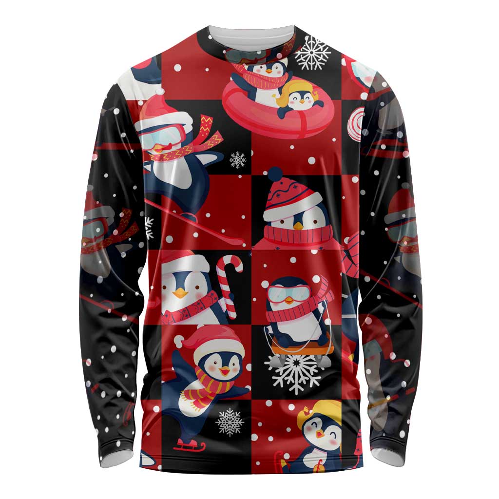Penguin Winter Sports Christmas Long Sleeve Shirt Cute Holiday Ski Snow Fun - Wonder Print Shop
