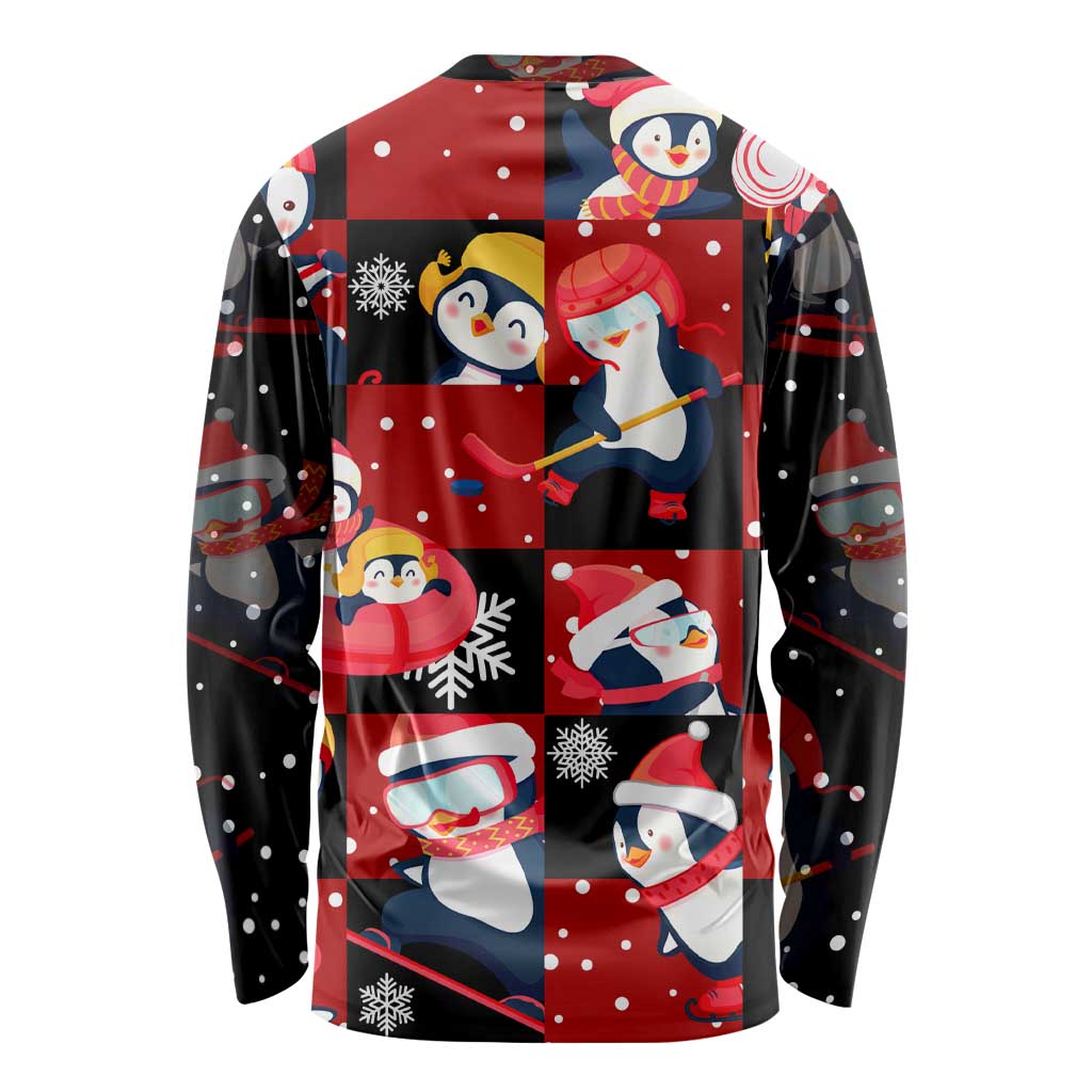 Penguin Winter Sports Christmas Long Sleeve Shirt Cute Holiday Ski Snow Fun - Wonder Print Shop