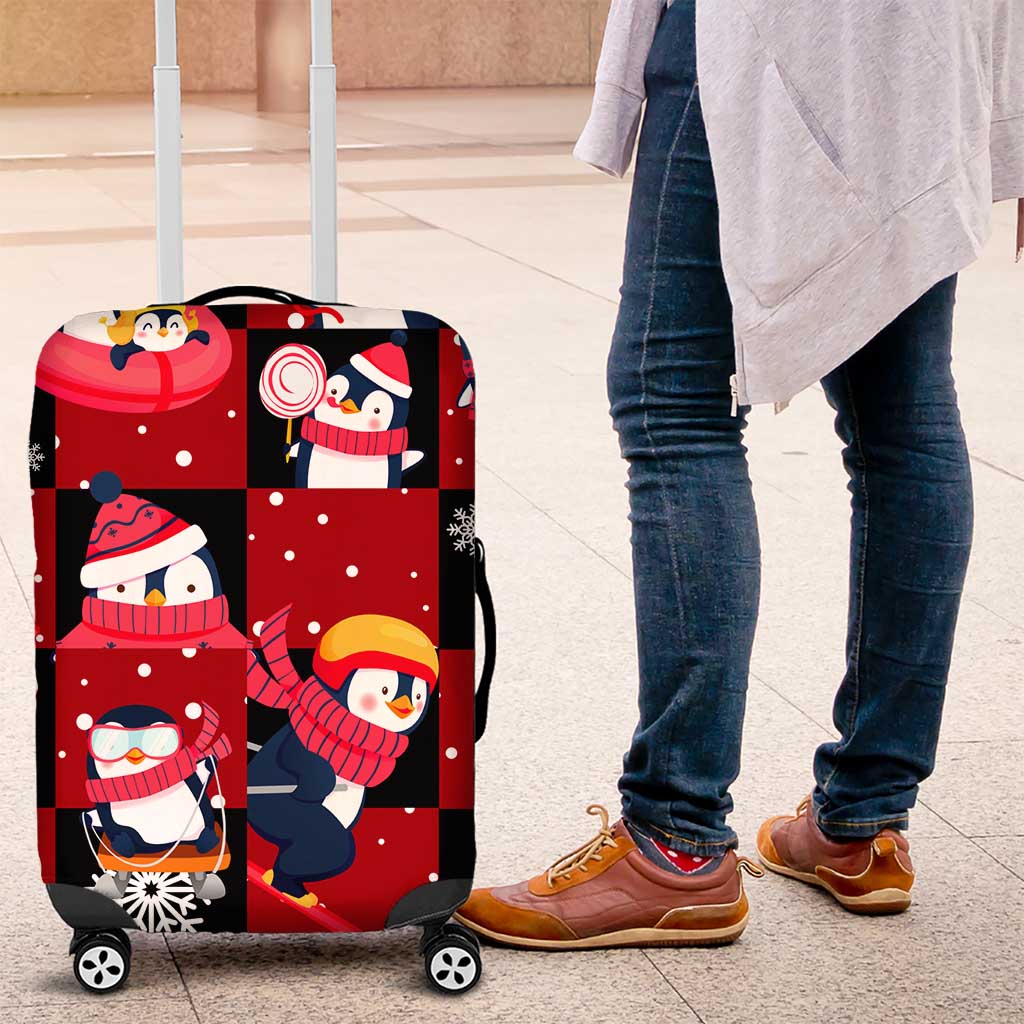 Penguin Winter Sports Christmas Luggage Cover Cute Holiday Ski Snow Fun - Wonder Print Shop