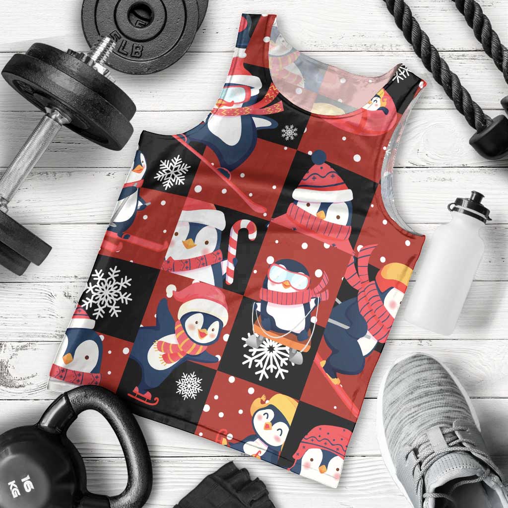 Penguin Winter Sports Christmas Men Tank Top Cute Holiday Ski Snow Fun - Wonder Print Shop