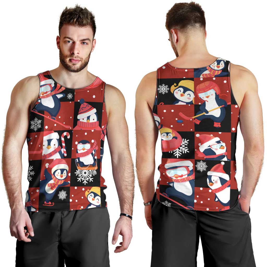Penguin Winter Sports Christmas Men Tank Top Cute Holiday Ski Snow Fun - Wonder Print Shop