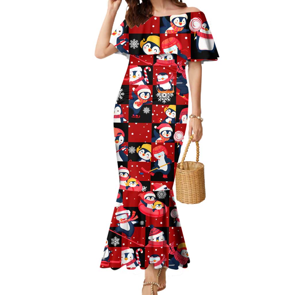 Penguin Winter Sports Christmas Mermaid Dress Cute Holiday Ski Snow Fun - Wonder Print Shop