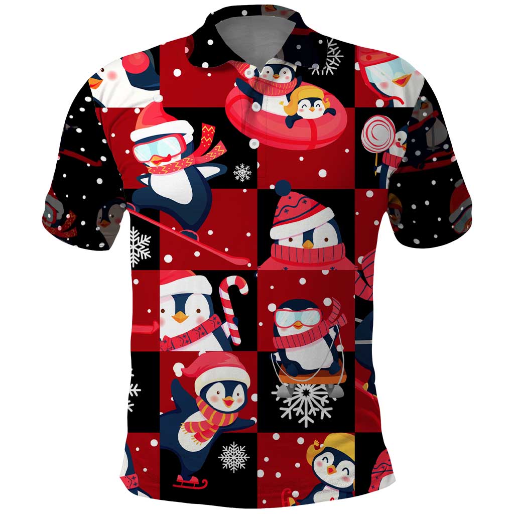 Penguin Winter Sports Christmas Polo Shirt Cute Holiday Ski Snow Fun - Wonder Print Shop