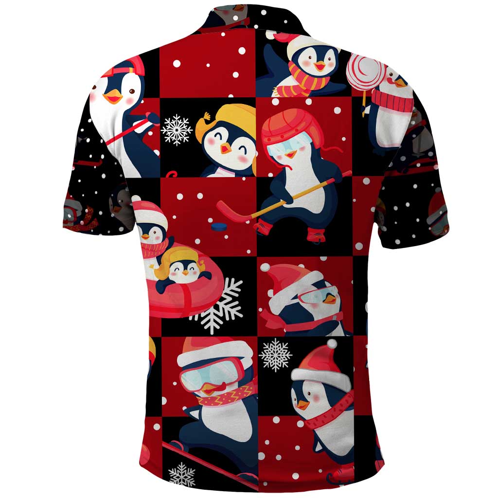 Penguin Winter Sports Christmas Polo Shirt Cute Holiday Ski Snow Fun - Wonder Print Shop