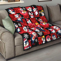Penguin Winter Sports Christmas Quilt Cute Holiday Ski Snow Fun - Wonder Print Shop