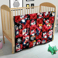 Penguin Winter Sports Christmas Quilt Cute Holiday Ski Snow Fun - Wonder Print Shop