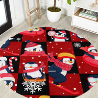 Penguin Winter Sports Christmas Round Carpet Cute Holiday Ski Snow Fun - Wonder Print Shop