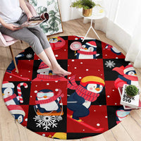 Penguin Winter Sports Christmas Round Carpet Cute Holiday Ski Snow Fun - Wonder Print Shop