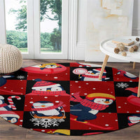 Penguin Winter Sports Christmas Round Carpet Cute Holiday Ski Snow Fun - Wonder Print Shop