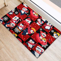 Penguin Winter Sports Christmas Rubber Doormat Cute Holiday Ski Snow Fun - Wonder Print Shop